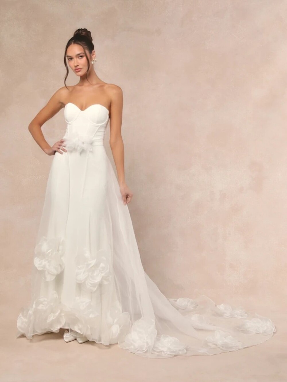 NWT Luls Somerie Ivory Strapless Organza Overlay Maxi Dress